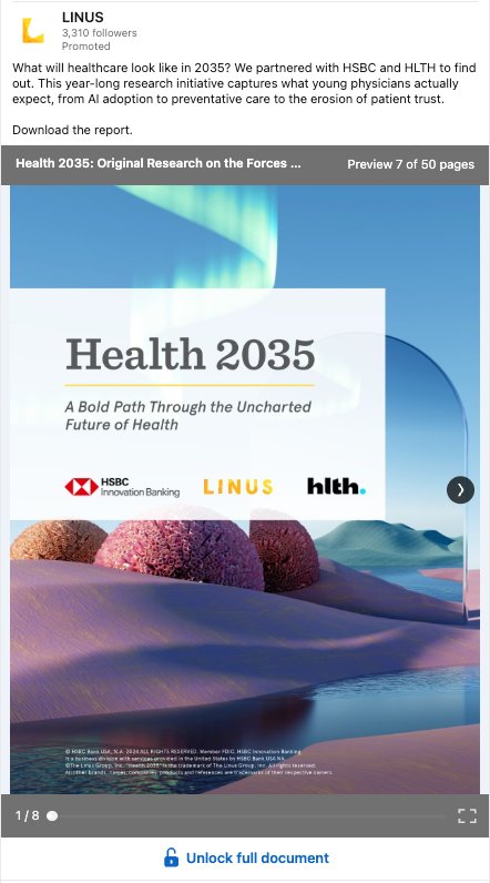 LinkedIn ad: Research partnership angle — HSBC and HLTH